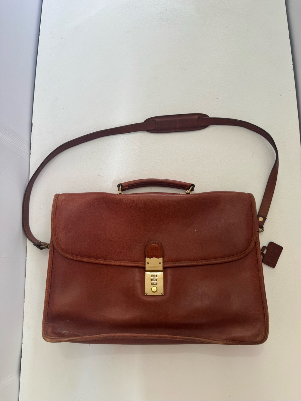 Schlesinger Vintage Brown Locking Leather Attache/Briefcase Doctor's Bag